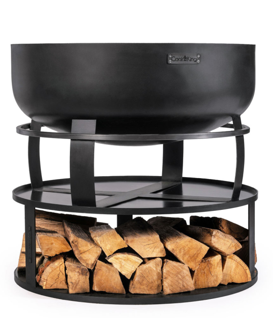 Round Fire Bowl Base With Wood Storage Cook King